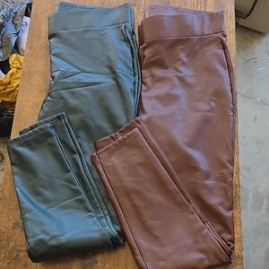LOFT Green and Brown Leggings